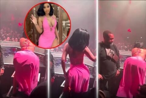 GUARD CAN’T HANDLE IT Cardi B’s Security Guard Struggles To Keep It Together While She Twerks During Valentine’s Day Party