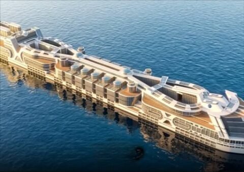 $16 BILLION CITY You Thought Living On Land Was The Only Option… This $16 Billion Mile-Long Ship Is A Whole City On The Water For 80,000 People